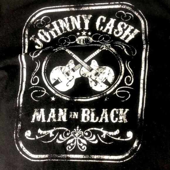 HP! CASH Johnny Cash Man in Black T-Shirt, Vintage Distressed Look, 2T Unisex - Picture 3 of 5